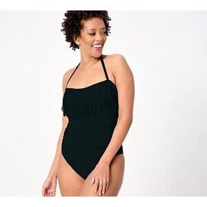 Kim Gravel x Swimsuits For All Fringe One-Piece w/ Removable St Onyx Reg 16